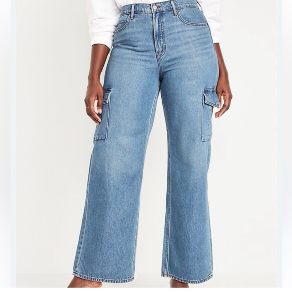 Old Navy Sky-Hi Wide leg Jeans in Light Blue
